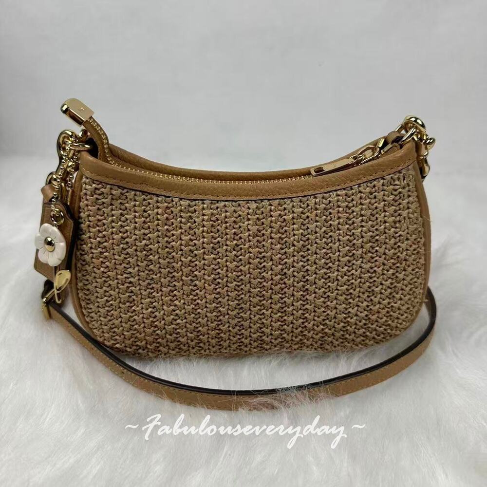 Coach Teri Mini Crossbody Bag Shoulder Bag Straw/Gold/Toast CDW66 NWT - Picture 3 of 8